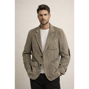 Vintage Brad Whitney Corduroy Blazer Mens 40L Tan Elbow Patches Retro Sport Coat